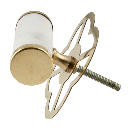 White Round Stone Gold Cabinet Knobs